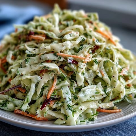 Freshly made Best Cabbage Coleslaw, a vibrant summer side dish, ready for picnics.