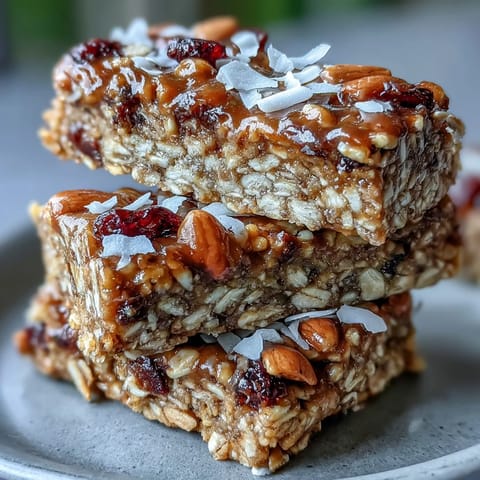 Chewy Nut-Free Granola Bars with Honey and Oats, packed with seeds and dried fruit, perfect for healthy snacking.  
