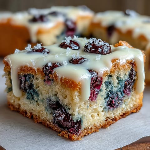 Golden-edged blondies, loaded with lemon zest, blueberries, and creamy white chocolate chips.