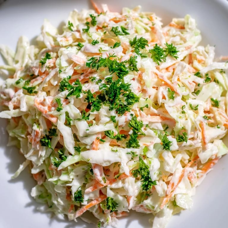 Coleslaw with Apple features crisp cabbage and carrot tossed in a light, tangy yogurt dressing, perfect for a backyard barbecue.