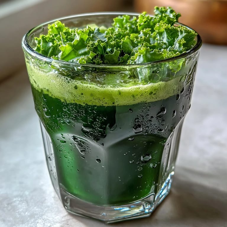 A refreshing Cabbage and Kale Detox Juice, bursting with green goodness and ginger.