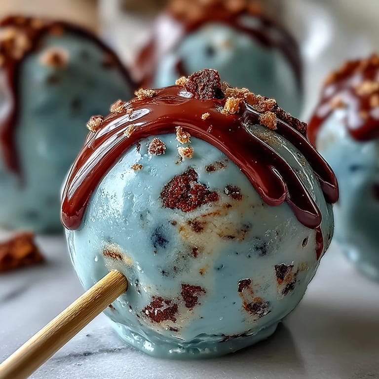 Delightful bite-sized cake pops in robins egg blue, featuring speckled chocolate and festive design, ideal for parties and gatherings.