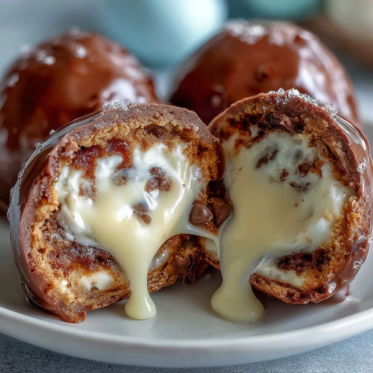 Decadent chocolate chip cookies filled with Cadbury Creme Eggs, baked to golden perfection.