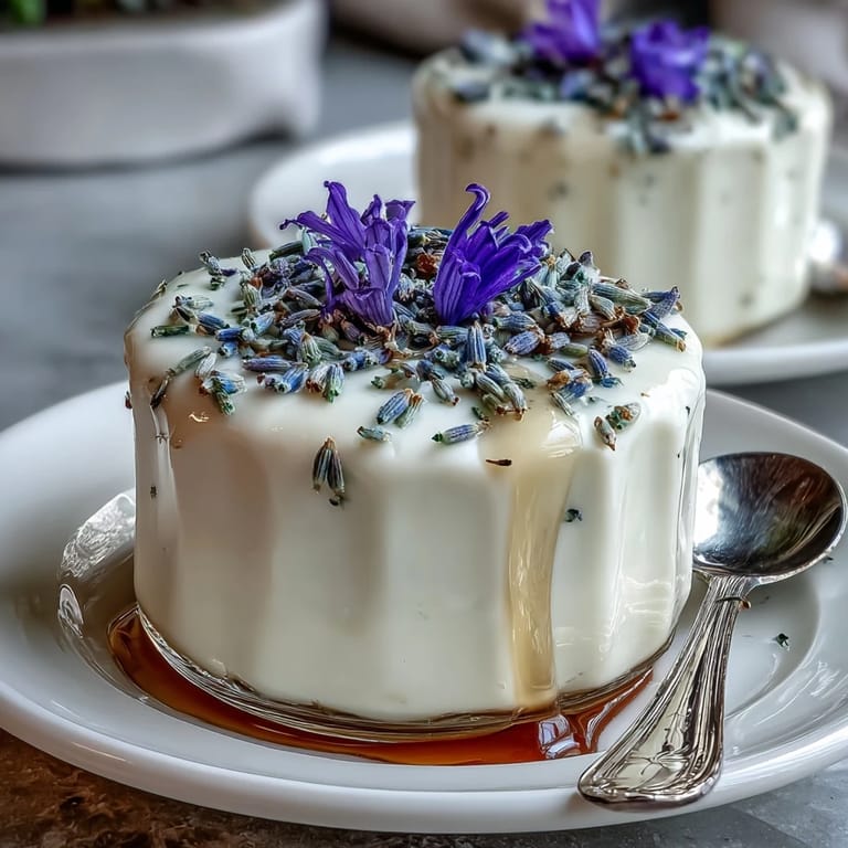 Silky Italian panna cotta infused with honey and lavender, topped with fresh berries and edible flowers for spring.