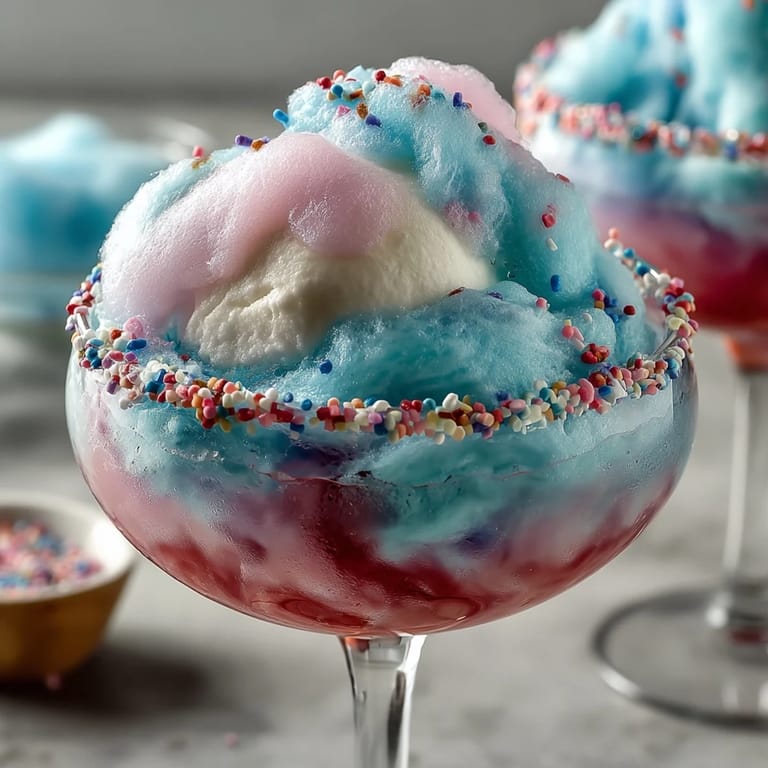 Refreshing cotton candy lemonade float with tart lemonade, sweet cotton candy, and vanilla ice cream—perfect for summer parties.