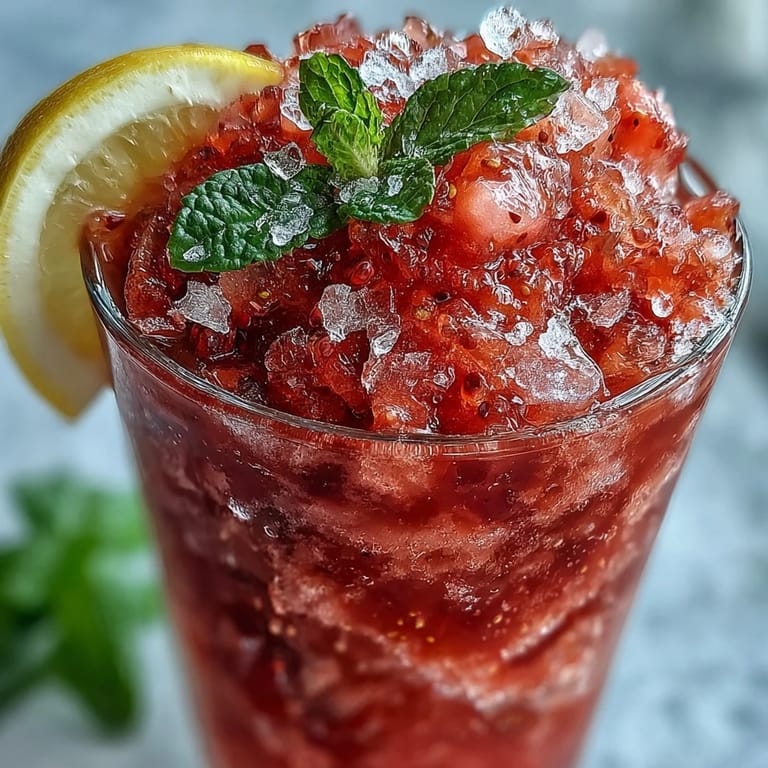 A creamy, refreshing strawberry lemonade slushie made with just three ingredients, perfect for cooling off on a hot day.