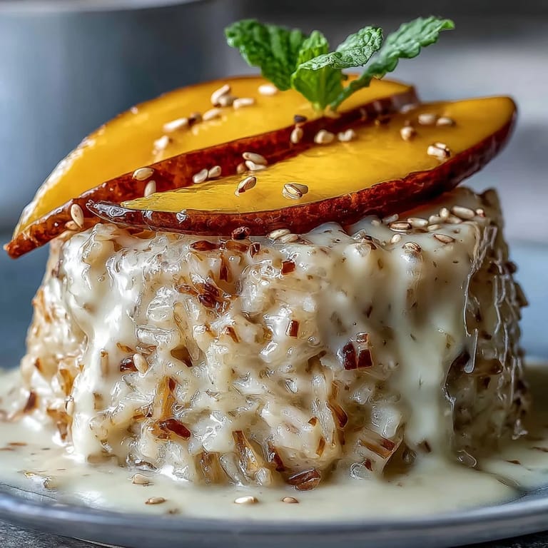 Luscious sticky rice infused with coconut milk, paired with fresh mango and mint in single-serving cups.